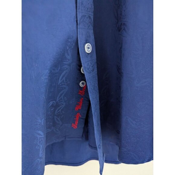 Robert Graham Knowledge Wisdom Truth Floral Print Navy Shirt Size M - Picture 5 of 10